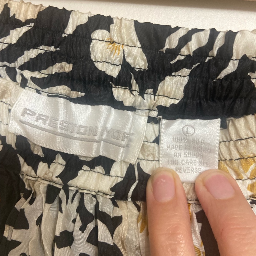 Preston & York Black Floral 100 percent silk  Maxi Skirt with Cream Accents - Picture 3 of 3